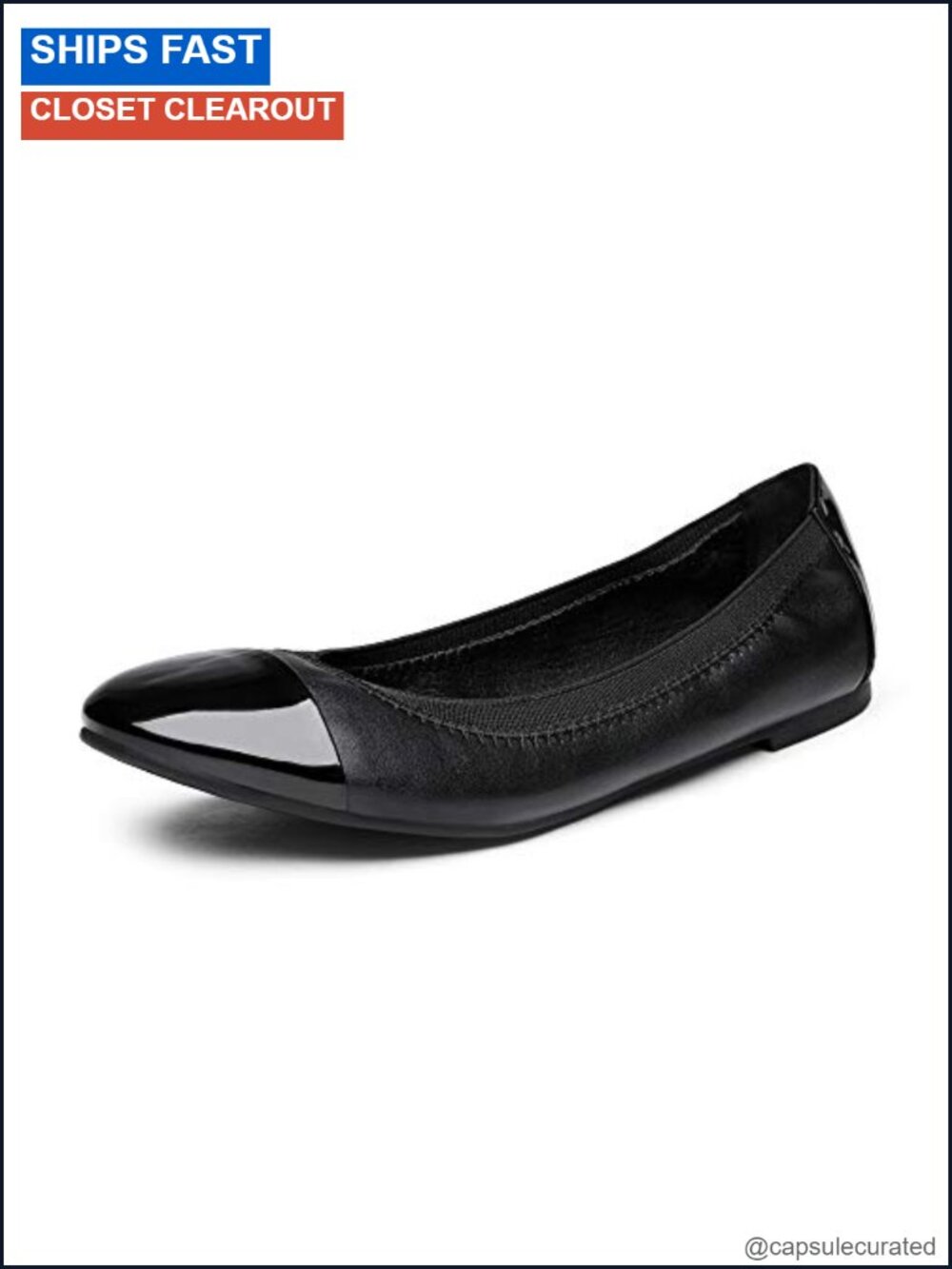 Foldable Ballet Flats Two-Tone Round Toe Slip-On Shoes